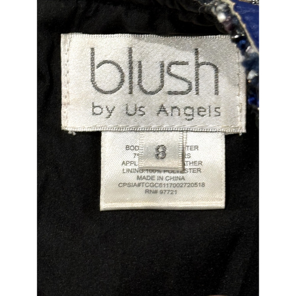 Blush by US Angels Boucle Dress Black/White with Blue Trim - Girls Size 8 - Picture 5 of 6